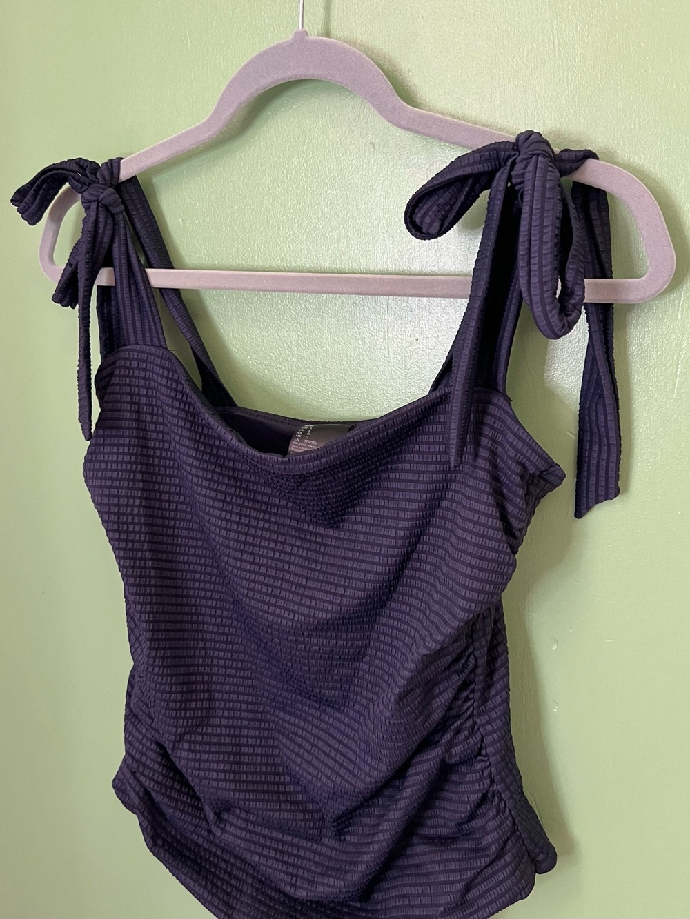 H&M Navy Blue Tie Shoulder One-piece swimsuit Large - Picture 2 of 4